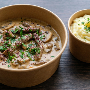 Beef Stroganoff with Creamy Mushroom Sauce & Mashed Potatoes