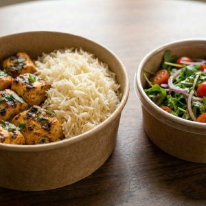 Chicken Souvlaki/Tawook with Rice & Rocket Salad