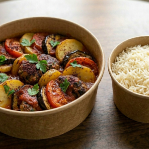 Kofta with Potatoes in Tomato Sauce + Vermicelli Rice