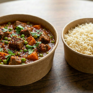 Beef & Green Peas Stew with Vermicelli Butter Rice